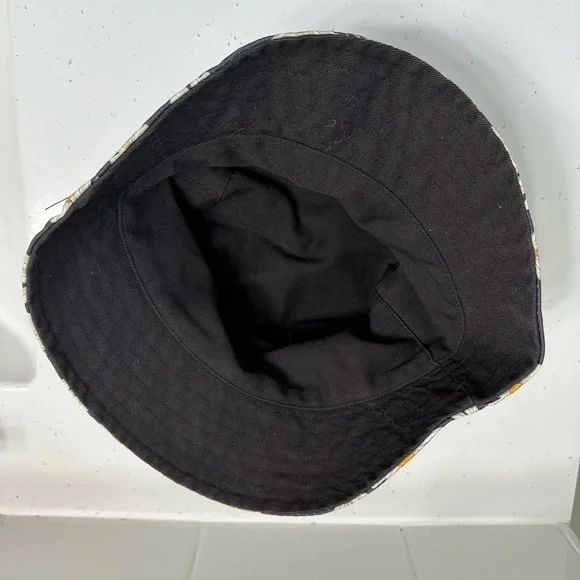 Daisy Flower Bucket Hat Reversible Black 22in Circumference Festival Summer - Picture 4 of 5
